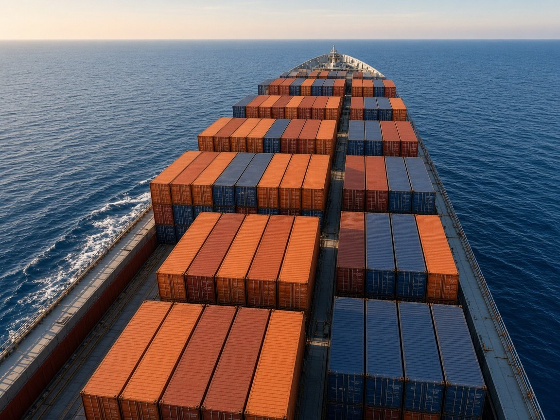 Containers aboard a ship.
